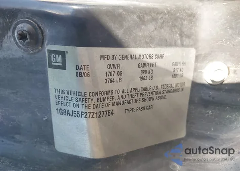 2007 Saturn Ion Ion 2 from USA, damaged, VIN 1G8AJ55F27Z127764